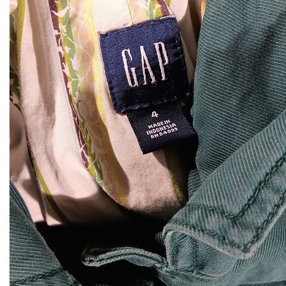 GAP Women’s Utility Jacket Size 4 Green Cotton Military Button Up Coat Lined - Picture 6 of 9